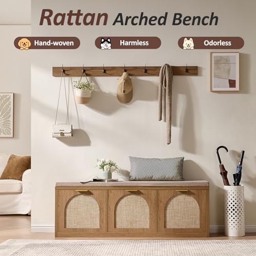 Rattan Narrow Entryway Bench - Image 3