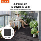 VEVOR 36 sq. ft Plastic Interlocking Deck Tiles, 36 Pack, Patio Floor Decking - Image 2