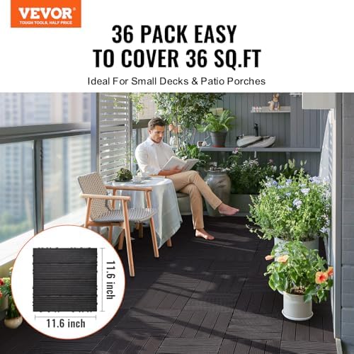 VEVOR 36 sq. ft Plastic Interlocking Deck Tiles, 36 Pack, Patio Floor Decking - Image 2