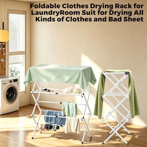 BAKON Space Saving Foldable Clothes Drying Rack, Extendable Rustproof Laundry - Image 4