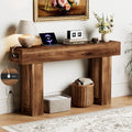63 Inch Long Console Table w/Outlets & USB Ports, Narrow Rectangular Sofa Table by TEROL