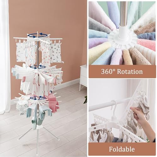 3 Tier Foldable Clothes Drying Rack, Stainless Steel 360° Rotatable Clothes - Image 6