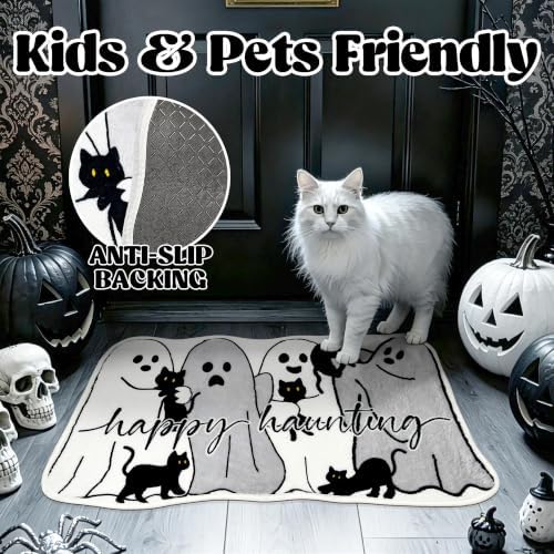 Halloween Bath Mat Spooky Ghost Rugs Washable Gothic Bathroom Floor Carpet - Image 6