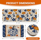 Fall Chinoiserie Pumpkin Kitchen Rugs Set of 2, Autumn Thanksgiving - Image 3