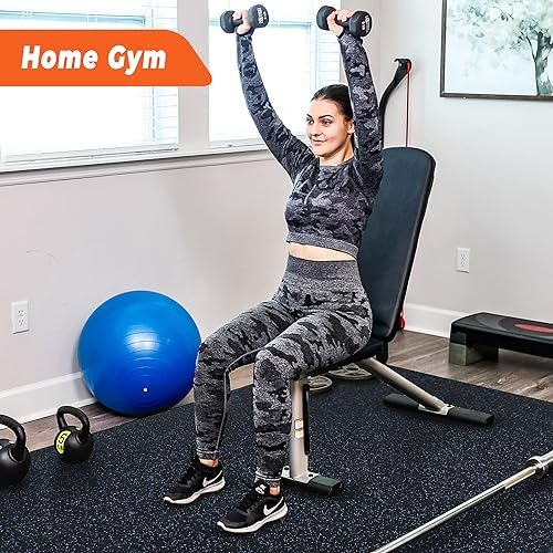 SUPERJARE 0.4'' Thick 12 Pcs 48 Sq Ft Rubber Top Exercise Equipment Mats - Image 2