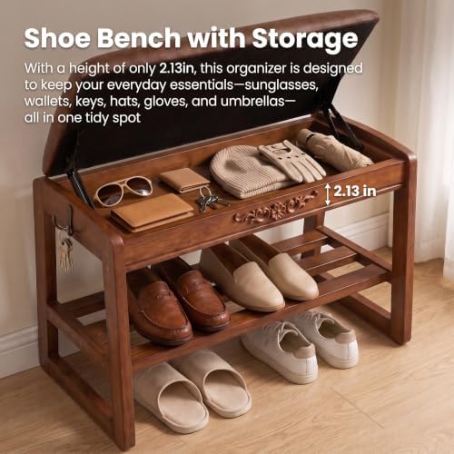 Shoe Rack Bench Solid Wood Shoe Storage Bench Entryway Shoe Bench 23.6'' - Image 6