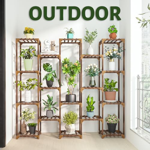 Uneedem Plant Stand Indoor Outdoor, 17 Tiered Plant Shelf Wood Plant Rack - Image 6