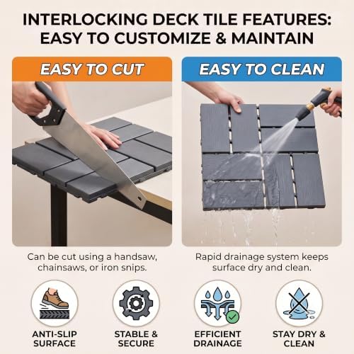 44 PCS 12"x12" Interlocking Deck Tiles - Image 3
