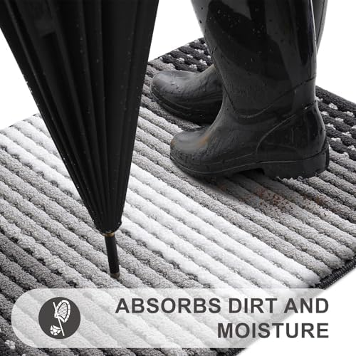 Kitinjoy Indoor Outdoor Door Mat, 59x36 Non-Slip Dirt Trapper Doormats - Image 2