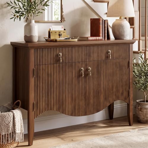 senlin 40" Fluted Console Table, Wooden Entryway Console Table by SENLIN
