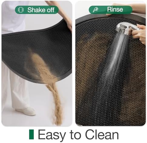 LUMI Outdoor Door Mat Traps & Hides Dirt 32x47, Outside Entrance, Half Black - Image 5