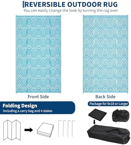 9x12 Outdoor Rug Waterproof Foldable Plastic Straw Carpet - Image 5