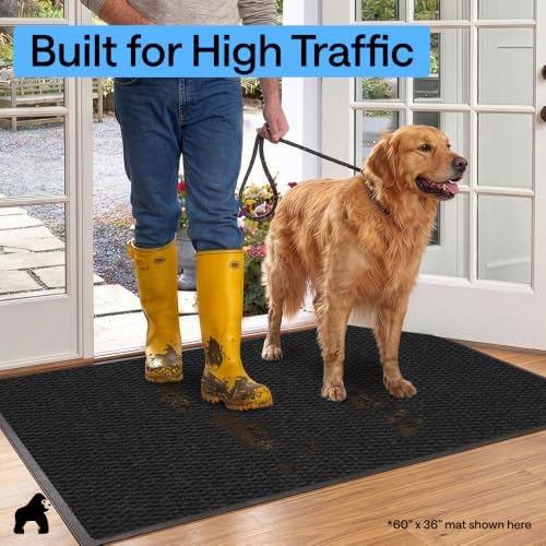 GORILLA GRIP Traffic Guard Indoor Outdoor Heavy Duty Door Mat, 70x24 Black - Image 7