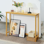 Bamboo Narrow Console Table, 39.4" Wood Small Entryway Table, Accent Slim by MordchilHF
