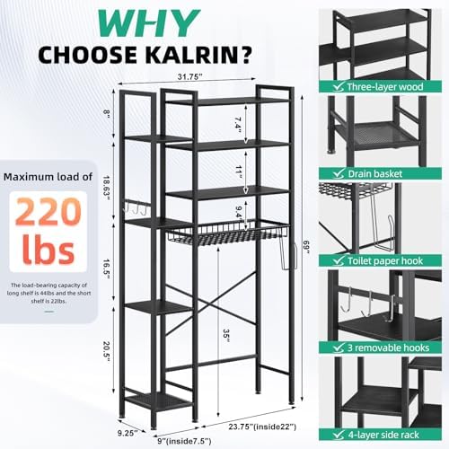 Kalrin 8-Tier Over The Toilet Storage - Image 2