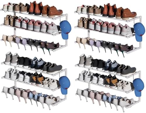 4 Pack Wall Mounted Shoe Rack, 3 Tier Hanging Shoe Rack Holds 48 Pairs by HomeOrganizerandStorage