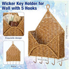 Gerrii Wicker Key Holder for Wall Rattan Mail Shape Holder - Image 2