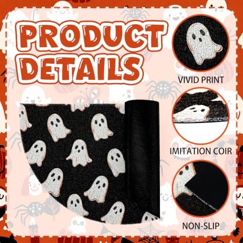 Tinideya Halloween Ghost Doormat Black Semicircle Welcome Mat 27.56'' - Image 3