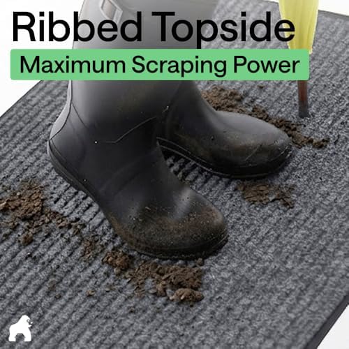 GORILLA GRIP Traffic Guard Indoor Outdoor Heavy Duty Door Mat 59x24 Lt Gray - Image 4