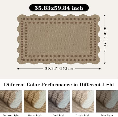 Modern Easy Jute Outdoor Patio Rug, 3x5 Washable Rugs - Image 2