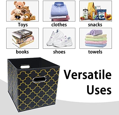 Black Foldable Storage Cubes Bins, Fabric Storage Box Cubes Organizer Baskets - Image 3