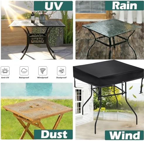 SUNICO Outdoor Table Covers Waterproof Square 48x48x6in - Image 6
