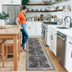 2x8ft Kitchen Rug Runners Washable Non Slip – Boho Floral Carpet Runner - Image 3