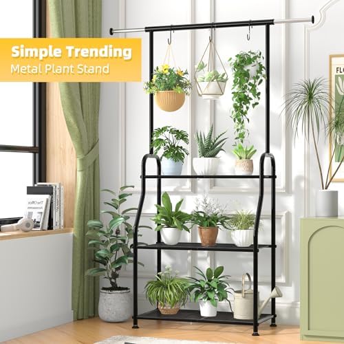Simple Trending Plant Stand Indoor Outdoor, Heavy Duty Metal 3 Tiered Hanging - Image 4