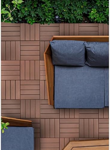 FloorPops 11.8-in by 11.8-in Straight Groove Coffee Interlocking Deck Tiles - Image 5