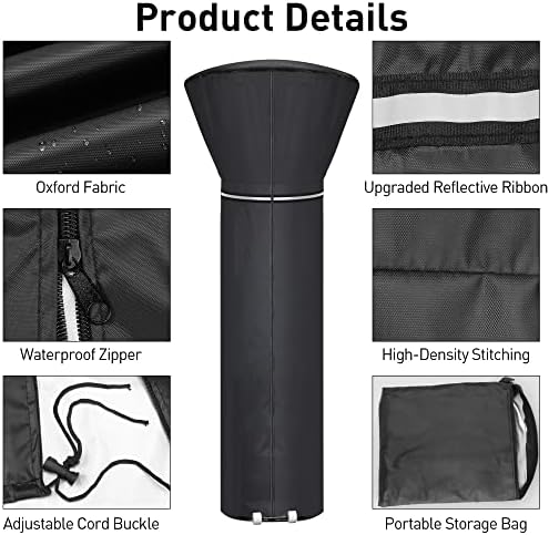 Patio Heater Covers with Reflective Strip, Outdoor Heater Cover Waterproof - Image 3