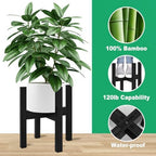 Rnined Adjustable Plant Stand Indoor, Bamboo Mid Century Modern Plants Stands - Image 2