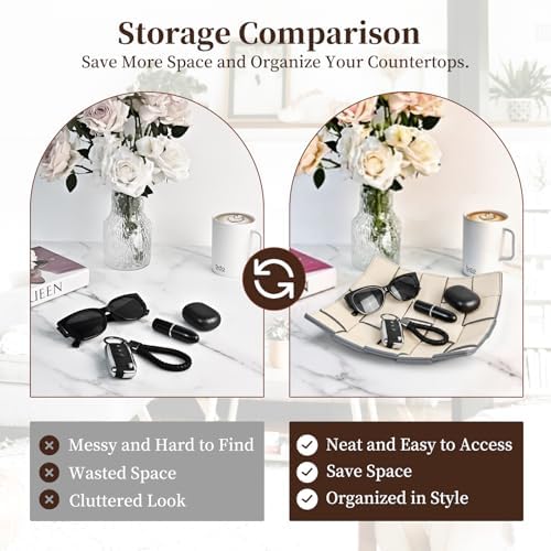 MSJGA Valet Tray PU Leather Key Holder Bowl - Image 5