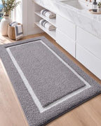 Color&Geometry Gray Bathroom Rugs 43x24, Extra Soft Absorbent Microfiber Bath by COLORG
