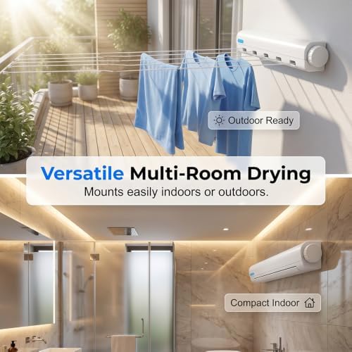 Retractable Multi-Line Clothesline Dryer, Automatic 4/5 Ropes Telescopic Indoor - Image 6