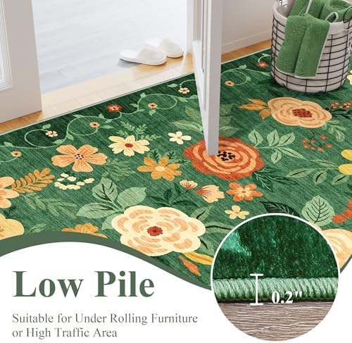 DUKINO 2x10 Runner Rug, Washable Kitchen Runner Rug Non Slip, Dark Green - Image 6