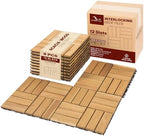 Acacia Interlocking Deck Tiles, 12 Slats by VICTORYRELAX