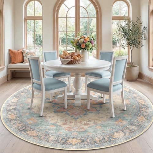 RELEANY Washable Area Rug, Round 7ft by RELEANY