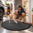 LUMI Outdoor Door Mat Traps & Hides Dirt 32x47, Outside Entrance, Half Black - Image 4