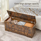 VANKILEY 47.2" Storage Chest Extra Large, Wooden Storage Bench, Rustic Brown - Image 5