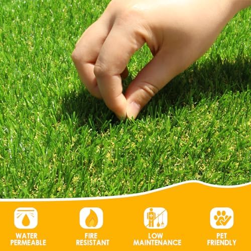 Realistic Artificial Grass Rug 7 FT x 33 FT Fake Faux Turf Grass, 0.8"" Indoor - Image 2