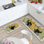 Pycat Spring Summer Kitchen Rugs Set of 2, Eucalyptus Leaves Daisy Flower - Image 2