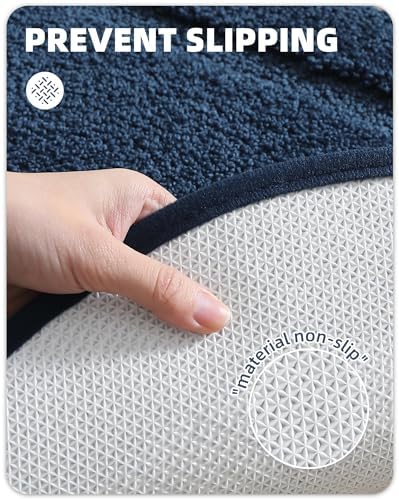 Color&Geometry Oval Blue Bathroom Rugs 42x24, Extra Soft Absorbent Microfiber - Image 4