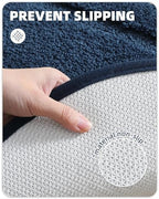 Color&Geometry Oval Blue Bathroom Rugs 42x24, Extra Soft Absorbent Microfiber - Image 4