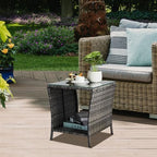 VINGLI Outdoor Wicker Side Table Patio Side Tables - Image 2