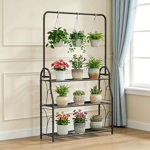 SORCEDAS Plant Stand Outdoor Indoor 3 Tier Metal - Image 2