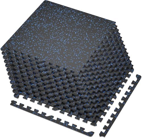 SUPERJARE 0.4'' Thick 12 Pcs 48 Sq Ft Rubber Top Exercise Equipment Mats by SUPERJARE
