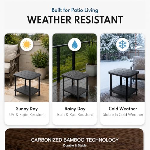 PASAMIC Outdoor Side Table, 2-Tier Oval Patio Table - Image 5