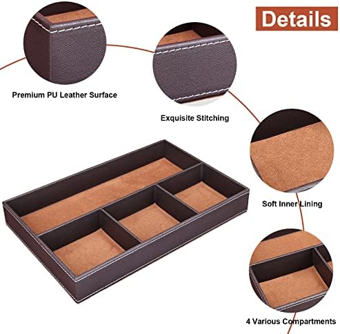 GORESE Faux Leather Valet Tray for Men, Stackable Jewelry Organizer for Drawers - Image 4