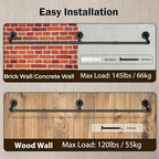 Wall Mounted Clothes Rack, 72.5in Industrial Pipe Clothing Rack - Image 4