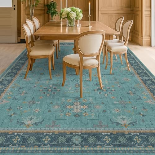 Boho 9x12 Large Teal Green Washable Living Room Rug - Image 6